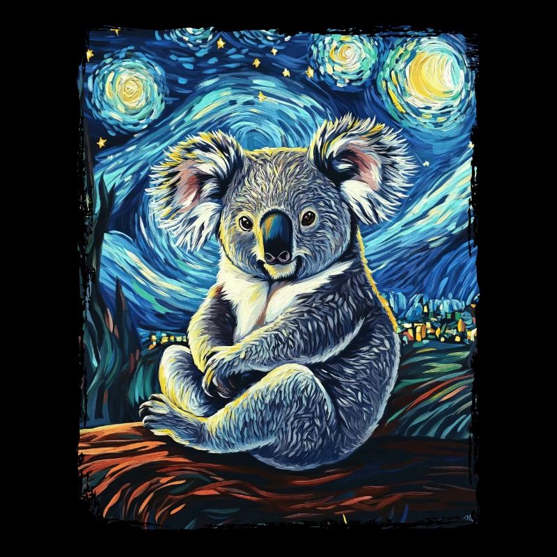 Koala Tier Sternenhimmel Nachthimmel Malerei Van Gogh