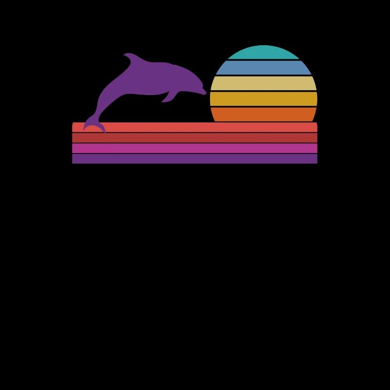 Rétro coucher de soleil dauphin graphique