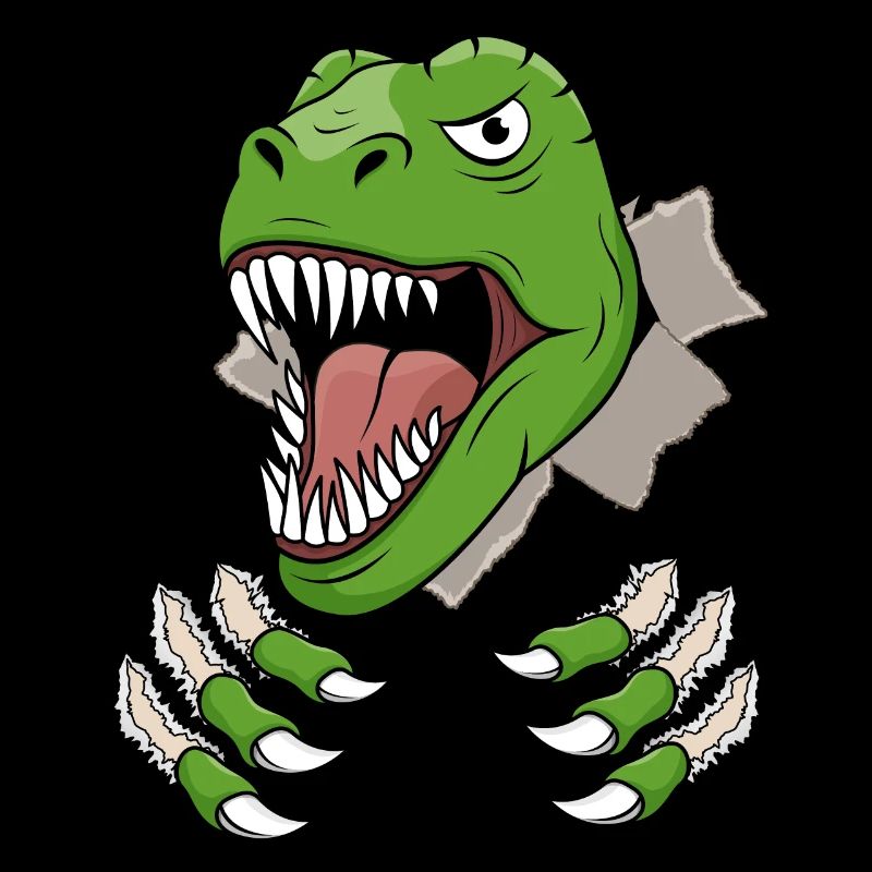 Dino T-Rex Head Claws Dinosaur Hole Torn