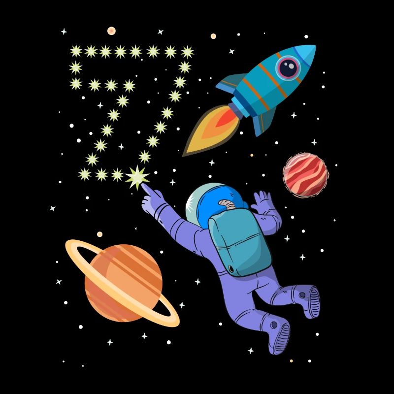 Rocket Astronaut 7 Years 7th Birthday Space