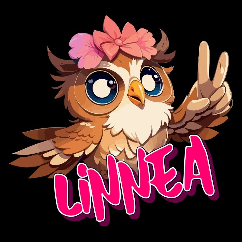 LINNEA - Schöner Mädchen Name mit süßer EULE