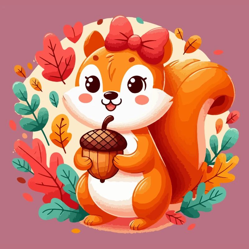 Süßes Eichhörnchen mit Eichel