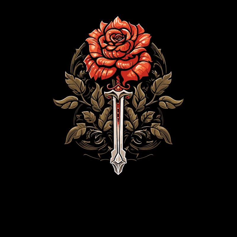 Épée Goth Rose rouge