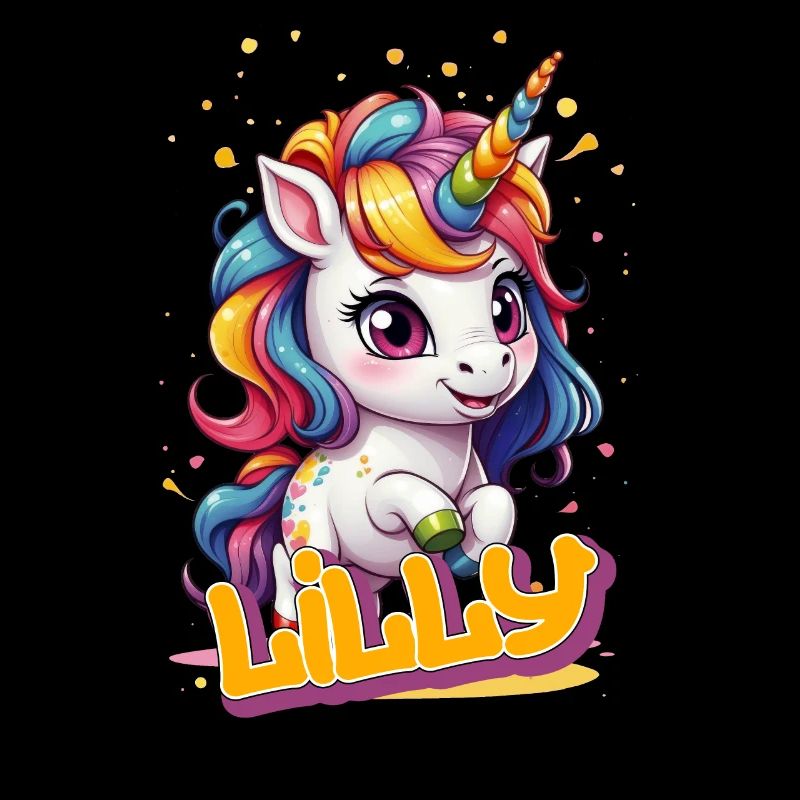 LILLY - Schöner Mädchen Name mit süßem Einhorn