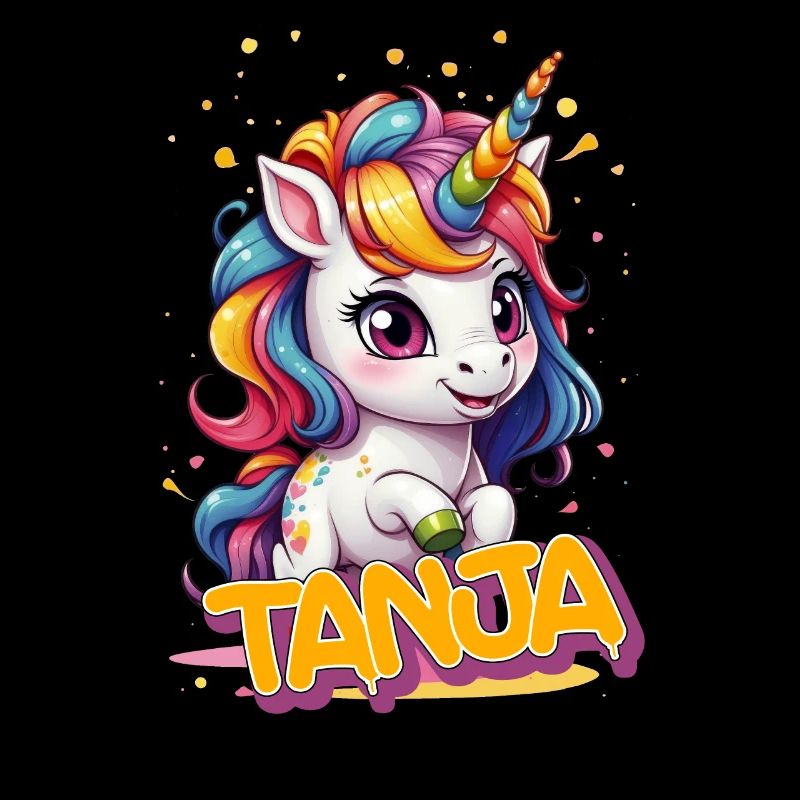 TANJA - Schöner Mädchen Name mit süßem Einhorn