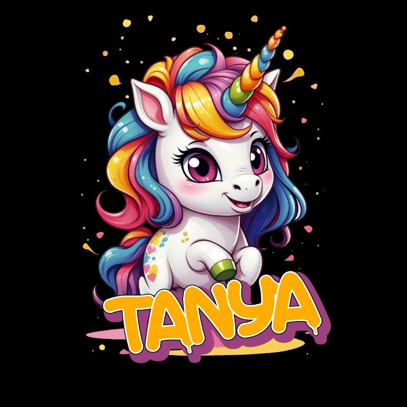 TANYA - Schöner Mädchen Name mit süßem Einhorn
