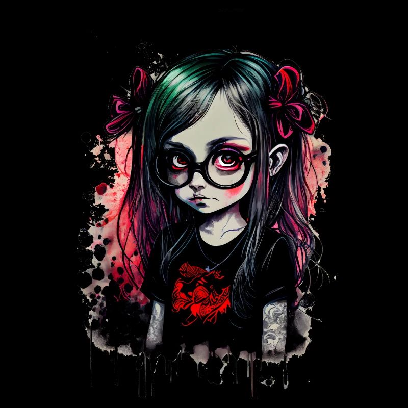 Kleines Mädchen mit Brille im Gothic - Stil