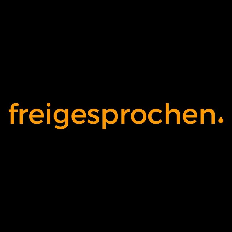 freigesprochen orangefarbener Text