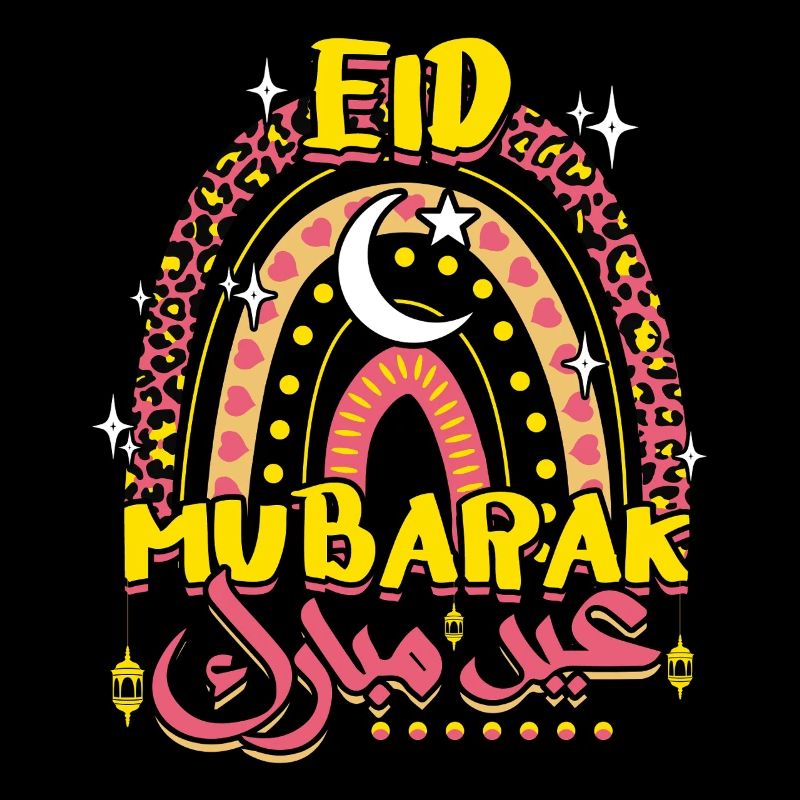 Eid Mubarak Regenbogen Mond und Sterne Design