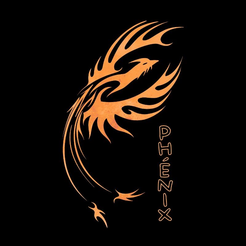Phénix, orange oiseau de feu logo art