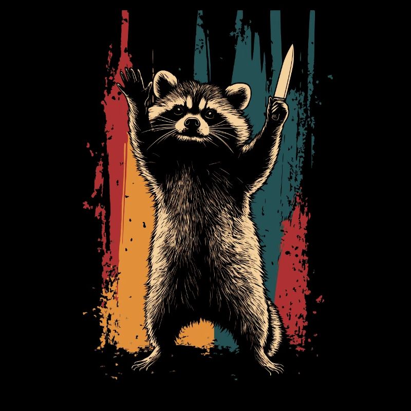Frecher Waschbär mit Messer