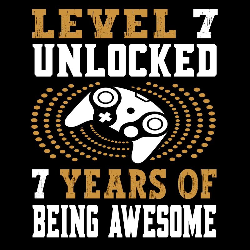 Level 7 unlocked 7 years old - 7 birthday gold
