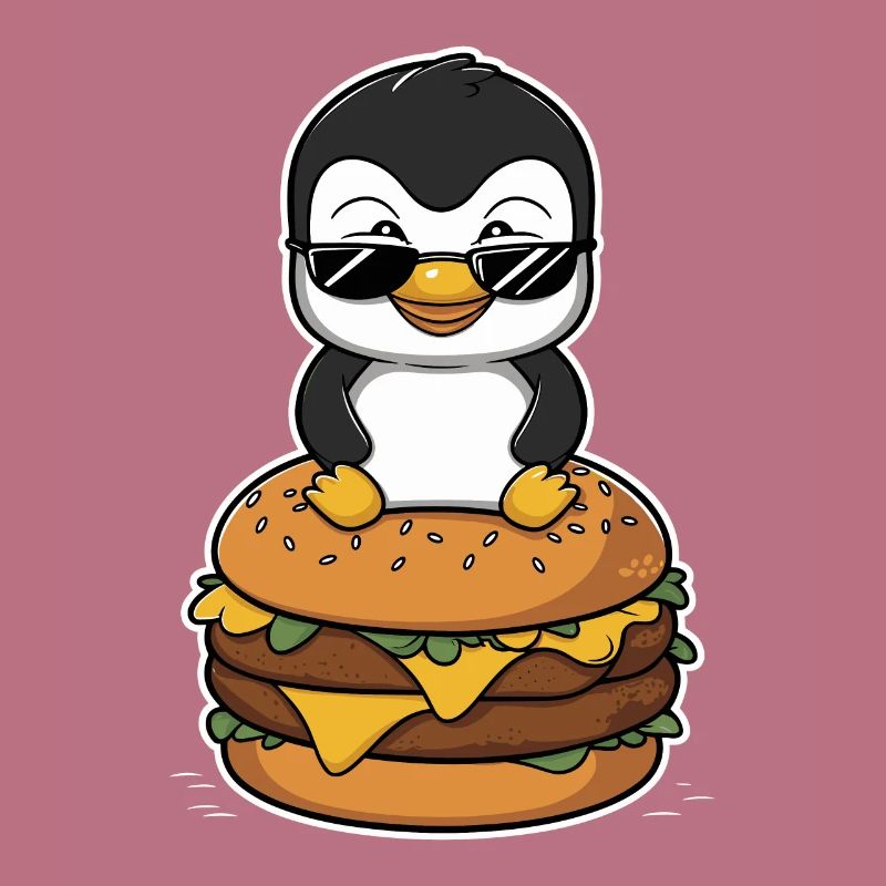 Cooler Pinguin Mit Burger