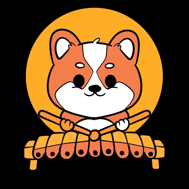 Corgi spielt Marimba Instrumentalist
