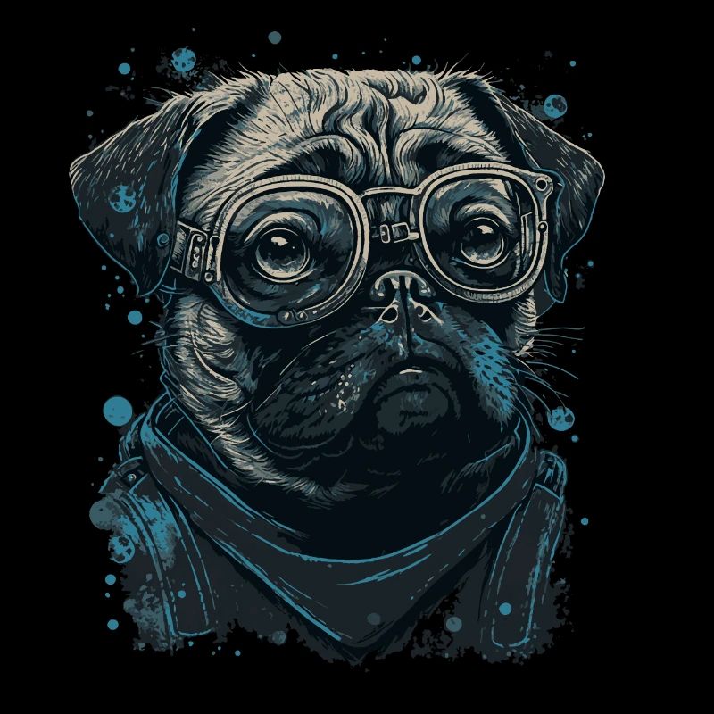 Pug dog with nerd glasses