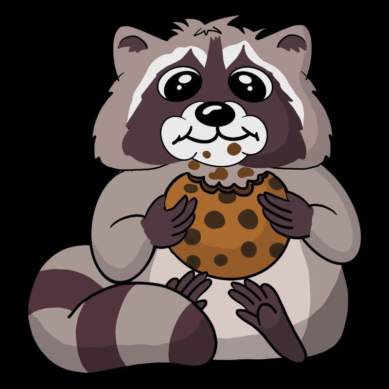 Waschbär knabbert an einem Keks