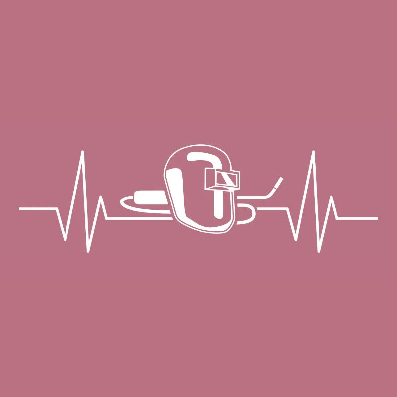 Welding machine worker mask heartbeat pulse