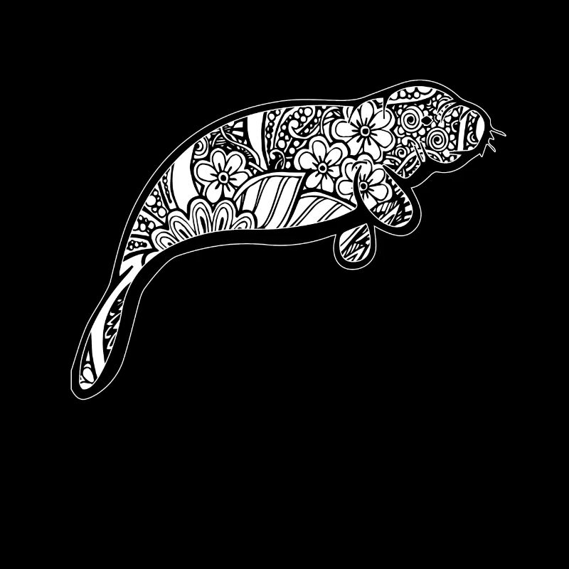 Manatee Manatee Floral Pattern