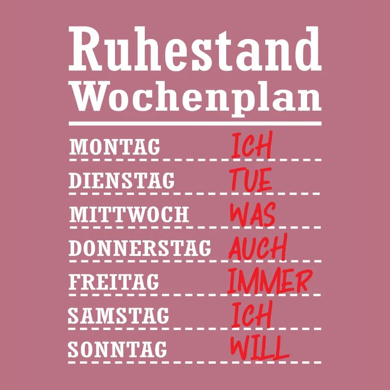 Ruhestand Rentner Wochenplan Geschenk