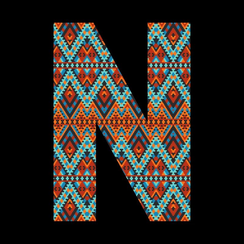Letter N- boho design, Colorful monogram