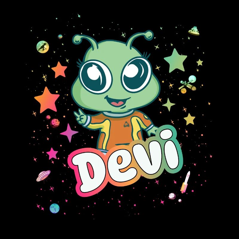 DEVI - Beautiful boy name with cute alien