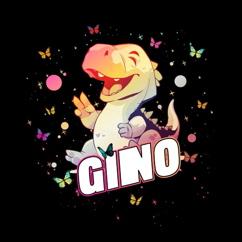 GINO - Beau nom de garçon avec mignon DINO T-REX