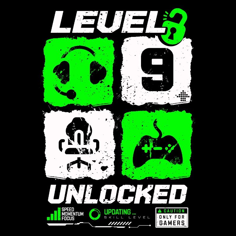 Level Unlocked Gamer Geburtstag 9 Jahre