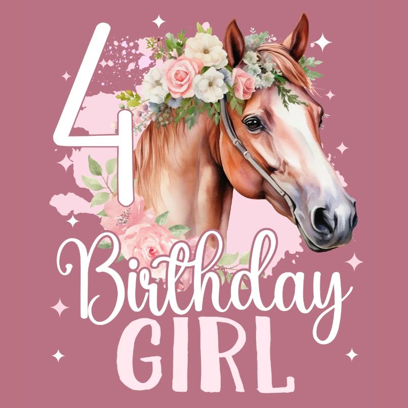 Geburtstag 4 Mädchen Pferd Reiten Stall Vier 4 Jah