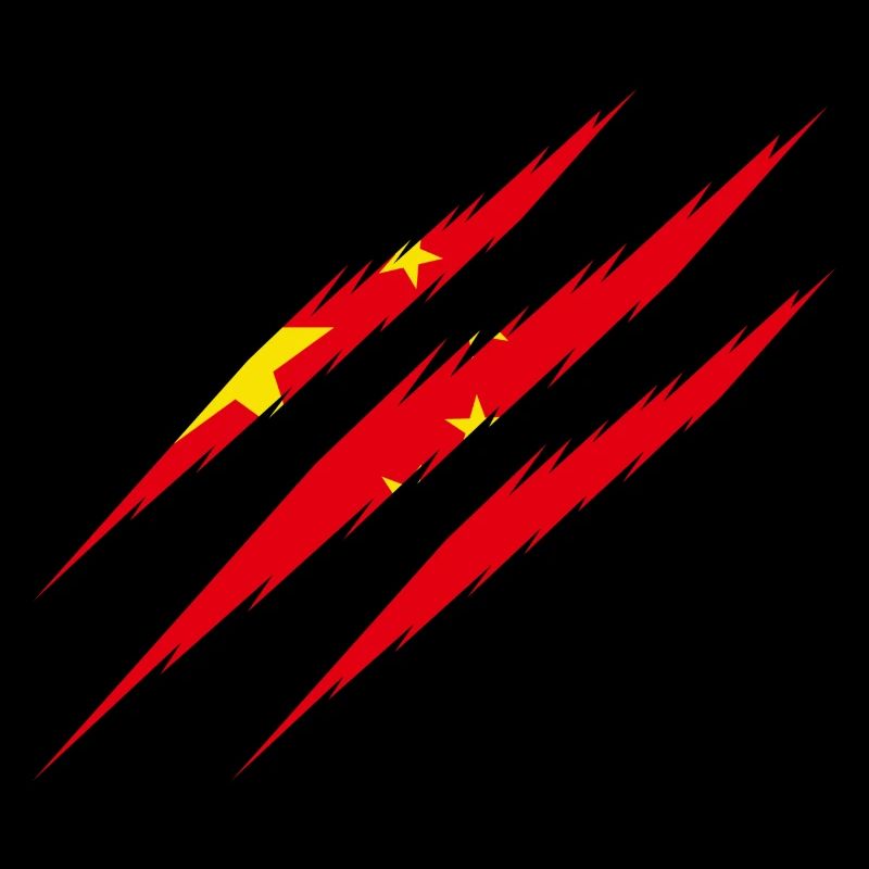 China Flag Scratch Cut Claws Scratch Asia