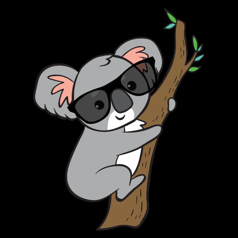 Koala with glasses on tree