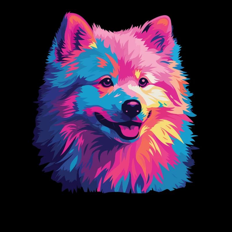 Wasserfarben Farbenfroher Japan Spitz