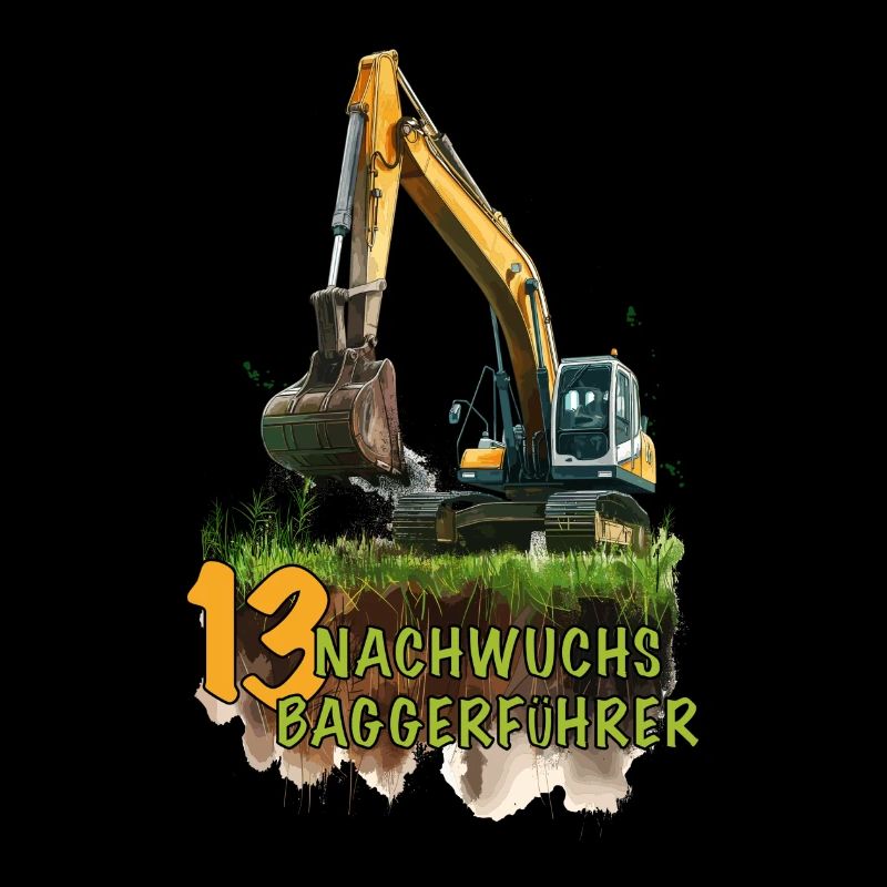 Bagger 13 Geburtstag Baumaschine Baumaschinen