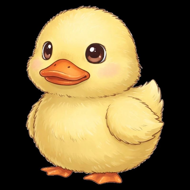 Cute Yellow Chick in Drawing Style