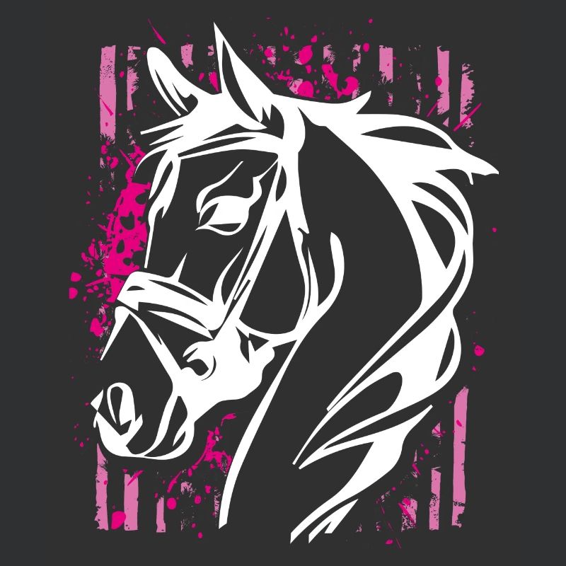 Cheval de style graffiti avec éclaboussure de couleur rose