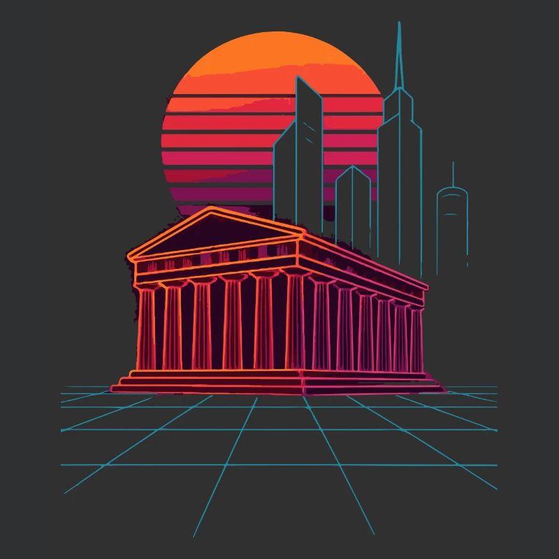 Neon Skyline Meets Ancient Columns - Athens