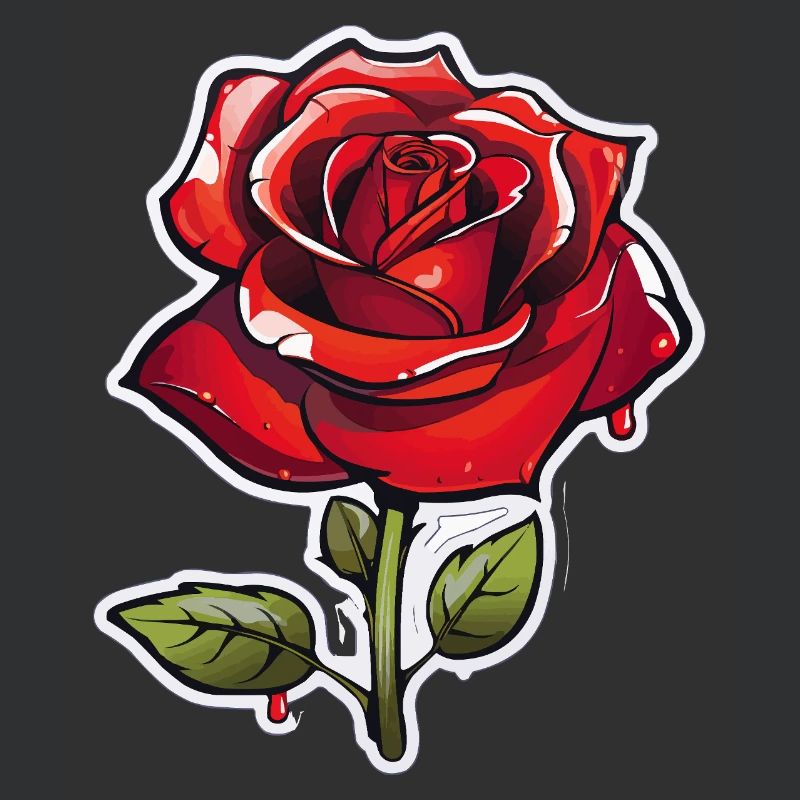 Rote Rose im Comics-Stil