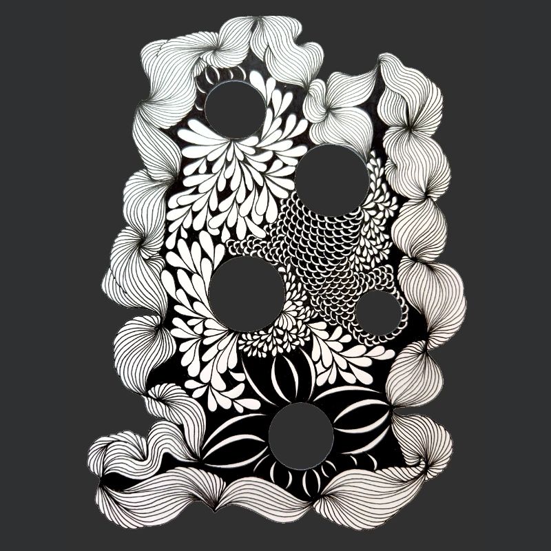 Black Flower Ring Pattern
