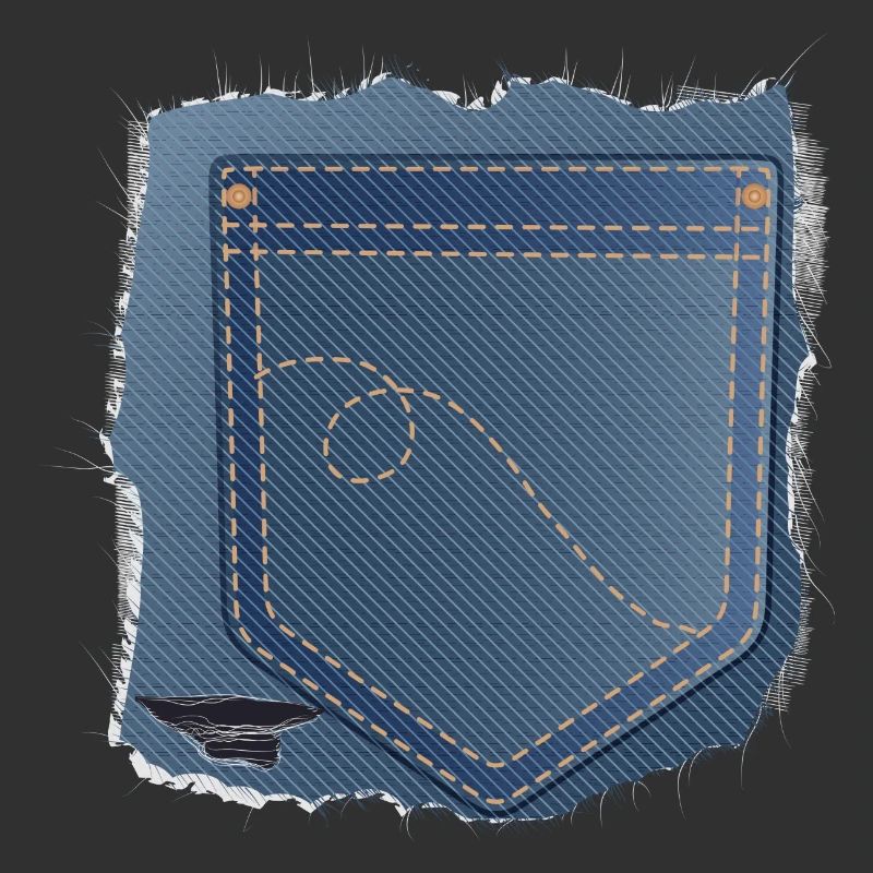 torn jeans fabric with trouser pocket