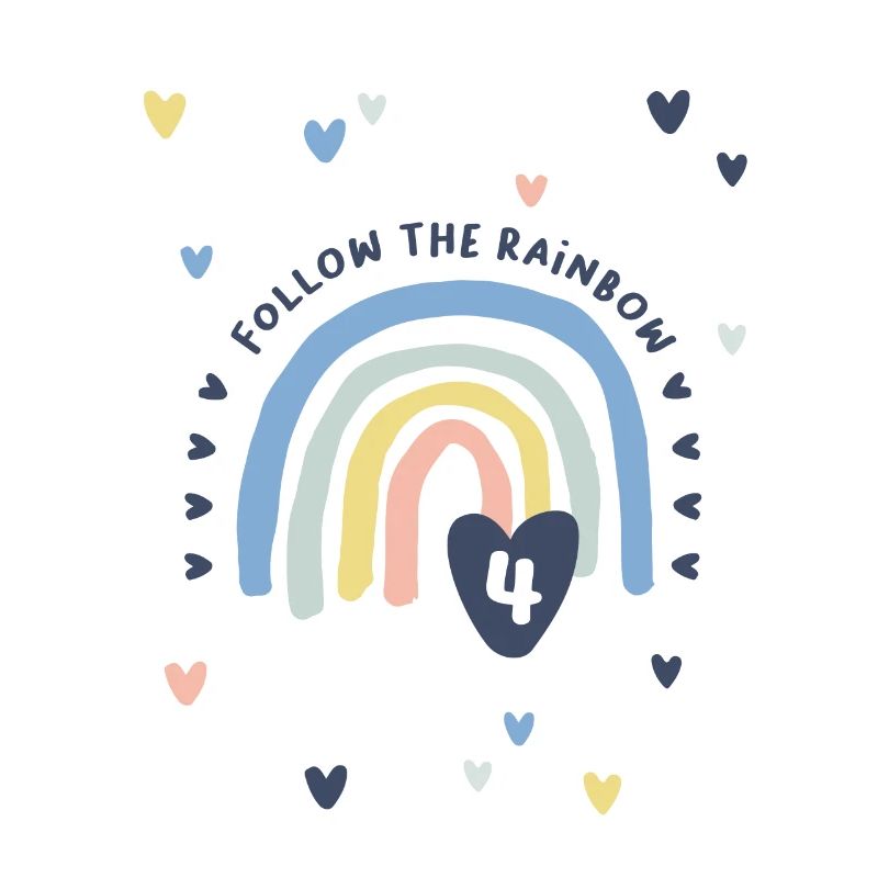 4. Geburtstag - 4. Lebensjahr Regenbogen mit Herz