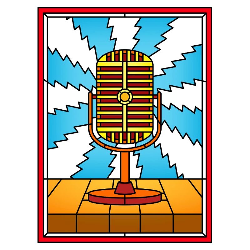 Retro Microphone Stained Glass