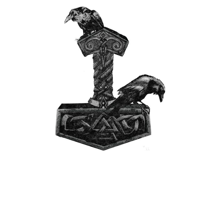 Le marteau de Mjölnir Thor et les corbeaux d'Odin
