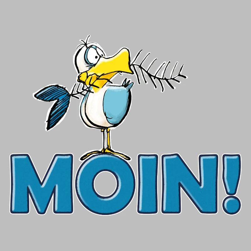 lustige Moin Möwe mit Gräte