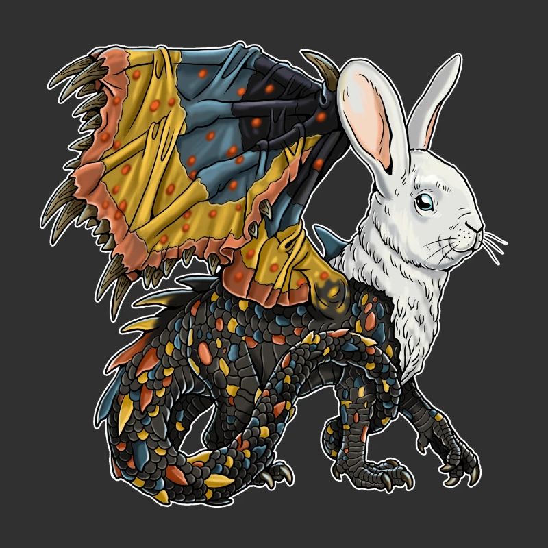 Fantastic creature: half dragon, half rabbit.