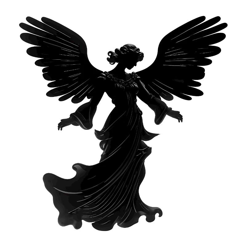 Schwarze Silhouette des fliegenden Engels