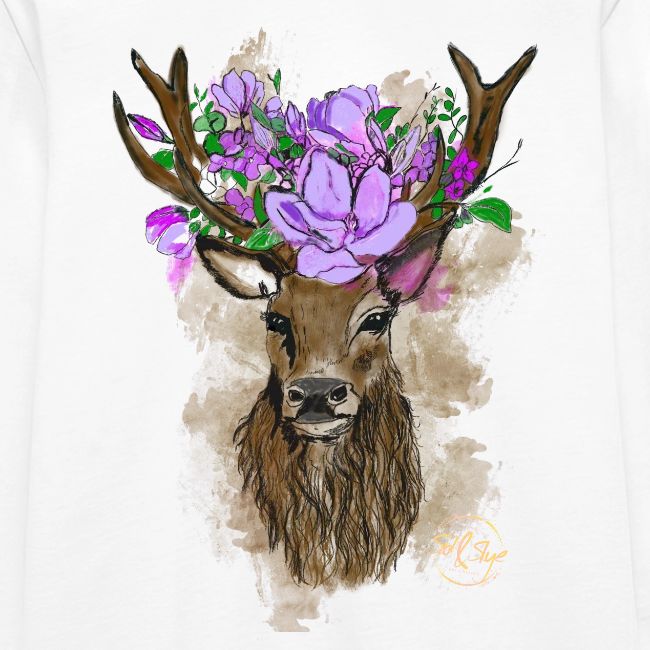 Wunderschöner Hirsch mit Blumenkrone