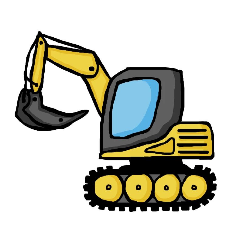 Comic Bagger Zeichnung Baustelle Kran