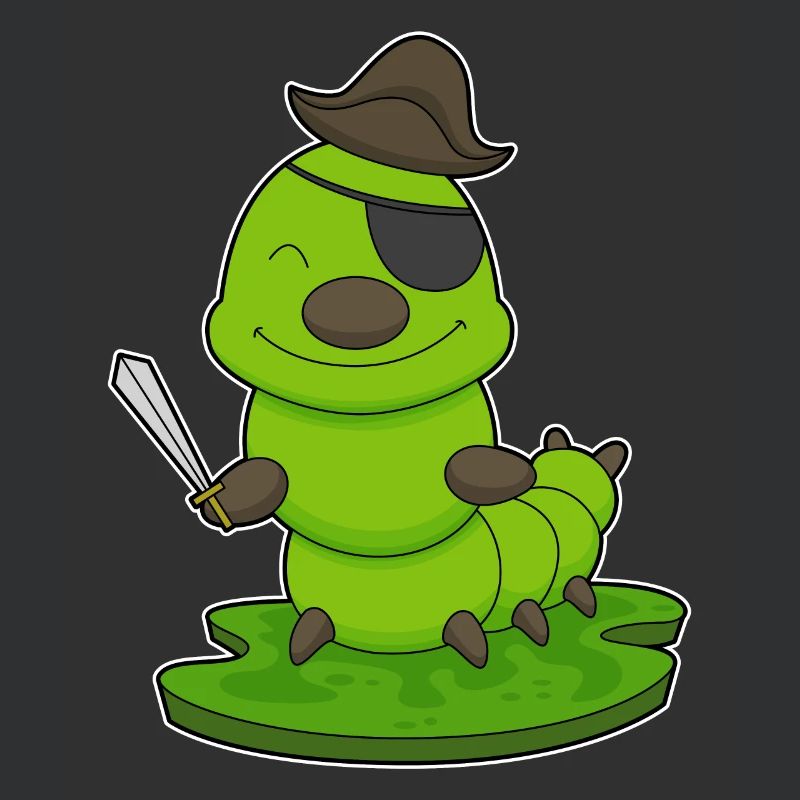 Chenille en pirate avec une épée