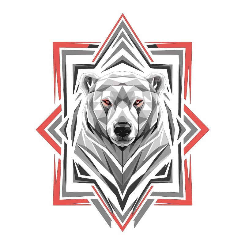 Geometrischer Eisbär Kopf Kunstwerk
