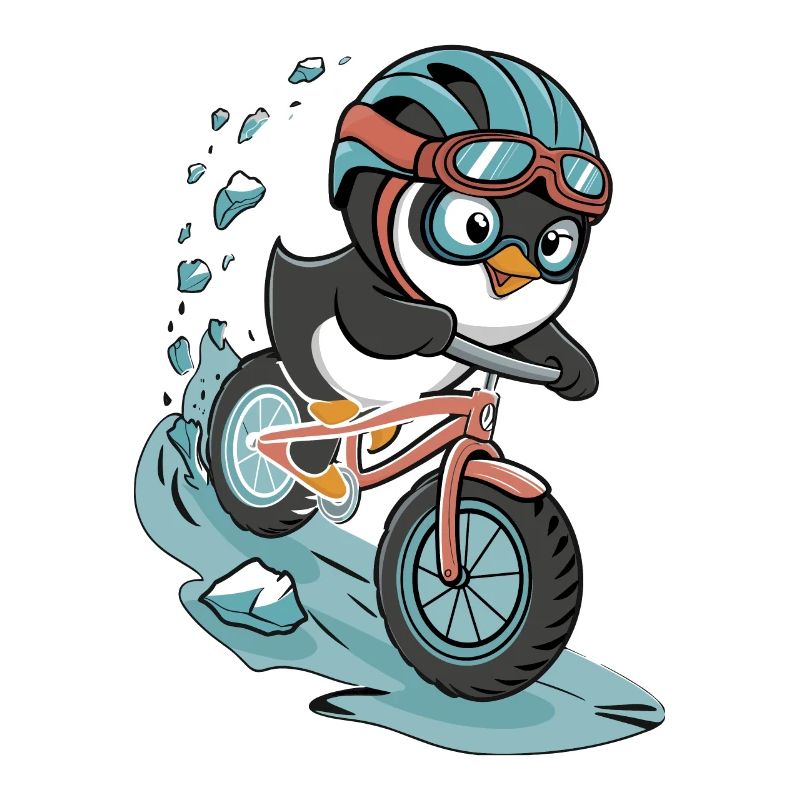 Fahrradfahrender Pinguin in Action