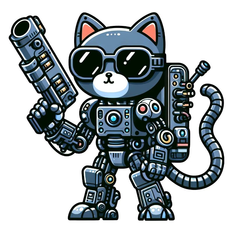 Cool chat cyborg dessin animé robot robot